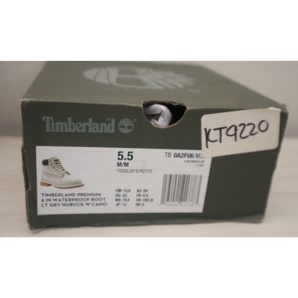 Timberland Kids Sz 5.5M Light Gray Nubuck w/Camo Premium 6" Waterproof Boots - Picture 12 of 12